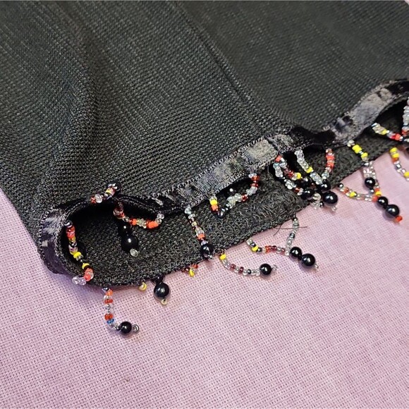 Ribbed stretch elastic waist beaded crop pants - Picture 6 of 6